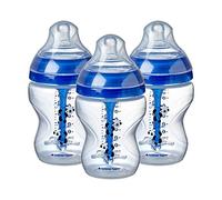 Tommee Tippee Biberon Anti-Colique Avancé, Tétine Souple, 0+ Mois, 260ml, Lot de 3, Garçon, Pippo le Panda