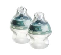 Tommee Tippee Biberons,anti-colique en silicone Natural Start avec tétine qui imite la forme du sein maternel, à débit lent,150ml,dès la naissance,auto-stérilisant,essentiels de biberonnerie,lot de 2