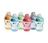 Tommee Tippee Biberons, Biberon Anti-colique Natural Start, Colorée, 260ml, tétine imitant la forme du sein pour une prise en bouche naturelle, lot de 6