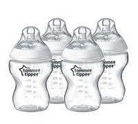 Tommee Tippee Biberons Closer to Nature, 260 ml, Valve Anti-Colique, Tétine Souple, Lot de 4, Transparent