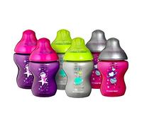 Tommee Tippee Biberons Closer to Nature, 260ml, Valve Anti-Colique, Tétine Souple, Lot de 6, Roses et Décorés