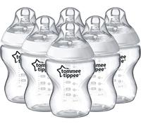 Tommee Tippee Biberons Closer to Nature, Tetine à Débit Lent avec Valve Anti-Colique, Imite la Forme du Sein, 260ml, Lot de 6, Transparent