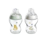 Tommee Tippee Biberons Natural Start, pour 0m+, lot de 2, 260ml Biberons, avec Tetine à Débit Lent pour une Prise en Bouche Naturelle, sans BPA, Vert et Blanc
