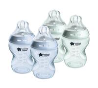 Tommee Tippee Closer to Nature Baby Bottles | Slow Flow Breast-Like Nipple with Anti-Colic Valve (9oz, 4 Count) | Blue & Green