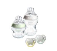 Tommee Tippee Coffret Cadeau nouveau- né Natural Start, Biberons 150 ml et 260 ml avec tétine à débit lent et extra-lent comprise, et 2x sucettes Ultimate Fit 0-6 mois, Auto-stérilisan