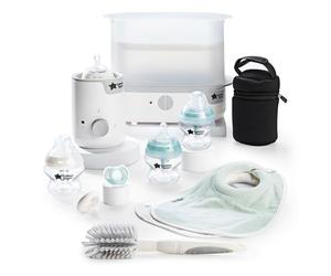 Tommee Tippee Ensemble complet pour biberons et chauffe-biberons Easiwarm - Blanc - Avec stérilisateur électrique à vapeur - Indispensable pour les parents avec nouveau-nés