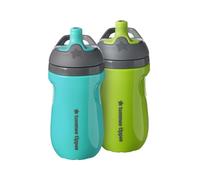Tommee Tippee Lot de 2 bouteilles isothermes Sportee de 260 ml pour tout-petits, anti-déversement, poignée facile à tenir, vert et bleu sarcelle, 260 ml