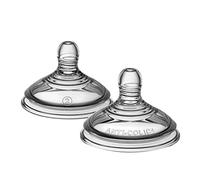 Tommee Tippee Lot de 2 tétines anti-coliques avancées pour biberon, débit moyen, 3 mois et plus, comme la poitrine pour un loquet naturel, valve anti-colique, silicone souple