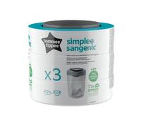 TOMMEE TIPPEE Lot de 3 Recharges de Poubelle à Couches pour Simplee Sangenic, Protection Anti-Odeur et Anti-Germe