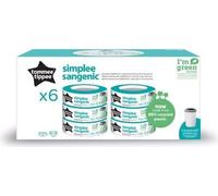 TOMMEE TIPPEE Lot de 6 Recharges Poubelle a Couches Simplee, Protection Anti-Odeur et Anti-Germe