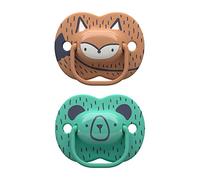 Tommee Tippee Mode Sucettes avec design symétrique en silicone sans BPA, 18-36 m, 2 points, Woodland Friends