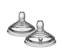 Tommee Tippee Natural Start Lot de 2 tétines à débit rapide pour biberon 6 mois et plus, type de poitrine pour un loquet naturel, valve anti-colique, silicone souple