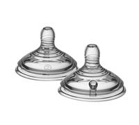 Tommee Tippee Natural Start Lot de 2 tétines pour biberon à débit moyen 3 mois et plus, type de poitrine pour un loquet naturel, valve anti-colique, silicone souple
