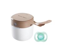 Tommee Tippee NightGlow Pod avec tétine NightGlow ultra-légère de 0 à 6 m, charge les tétines phosphorescentes en 2 minutes, stérilisateur factice UVC portable, sangle réglable, piles AA ou USB