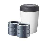 Tommee Tippee Poubelle à Couches Simplee Sangenic, Inclus 6x Cassettes de Recharge, Blanc et Gris