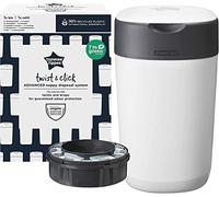 Tommee Tippee Poubelle à couches Twist and Click Protection anti-odeurs et anti-germes garantie, Grande capacité, Inclut 1x Cassette avec Greenfilm Antibactérien d’origine durable, Blanc