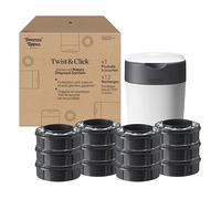 Tommee Tippee Poubelle à Couches Twist & Click Starter-Set,avec12Recharges,Chaque recharge enveloppe plus de100couches‡,12recharges=plus de1200couches‡,film multicouche antibactérien,Blanc