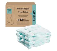 Tommee Tippee Recharges Poubelle à couches Twist & Click, Lot de 12, 10,5 m, Film antibactérien* multicouches, Se glissent dans la cassette de Twist & Click, 12 X 10,5 m (le lot peut varier)