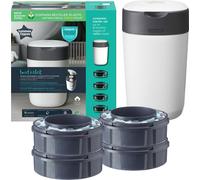 Tommee Tippee Seau à couches Twist & Click Sangenic, 4x cassettes de recharge incluses, blanc