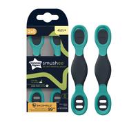 Tommee Tippee Smushee First Self-Feeding Weaning Spoons with BACSHIELD Antibacterial Technology, Chunky Handles and Reversible, 4m+, Pack of 2