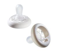 Tommee Tippee Soother pour le sein, texture agréable pour la peau, design symétrique orthodontique, BPA-Free, 0-6m, paquet de 2 factices
