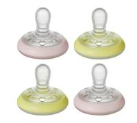 Tommee Tippee Sucette de Nuit Imitant le Sein Maternel, Texture Proche de la Peau, Forme Orthodontique Symétrique, 0-6 Mois, Lot de 4