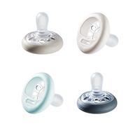 Tommee Tippee sucette en forme de sein, lot de 4 sucettes pour 0-6 mois avec téterelle imitant la forme du téton, conception symétrique, sans BPA