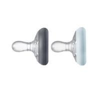 Tommee Tippee Sucette Imitant Sein Maternel Texture Proche de Peau Forme Orthodontique Symétrique Ardoise/Bleu Ciel 0-6 m 2 Pièces 2 Unités