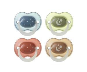 Tommee Tippee Sucette NightGlow, 6-18 mois, Lot de 4, Brille dans le noir, Tétine orthodontique, Trous d’aération supplémentaires, Silicone 100% sans BPA, Tons Twilight rappelant le crépuscule