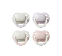 Tommee Tippee Sucette pour nouveau-né, 0-2 mois, Lot de 4, Tétine orthodontique, Trous d’aération supplémentaires, Mini-sucette, Silicone 100% sans BPA, Pale Plum et Cotton Candy