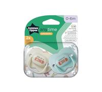 Tommee Tippee - Sucettes en Silicone Sans BPA, Design Classique et Symétrique - 0/6 mois, Pack de 2 (Couleurs Aléatoires)