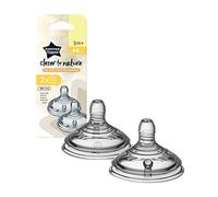 Tommee Tippee tétines pour biberon, Natural Start, débit moyen, à partir de 3 mois, en forme de sein pour une prise en bouche naturelle, lot de 2