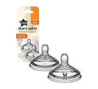 Tommee Tippee tétines pour biberon, Natural Start, débit rapide, à partir de 6 mois, lot de 2, en forme de sein pour une prise en bouche naturelle