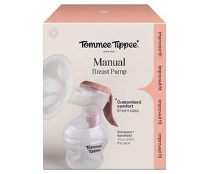Tommee Tippee Tire-lait manuel, en silicone souple avec coussin de massage pétale, bride de 24 mm + 5 inserts pour un ajustement parfait, aspiration réglable en douceur, silencieux, léger et facile à