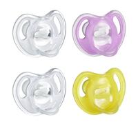 Tommee Tippee Ultra-Light Silicone Pacifier, Symmetrical One-Piece Design, BPA-Free Silicone Binkies, 6-18m, 4-Count