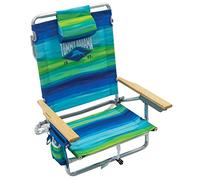 Tommy Bahama Chaise de Plage Pliable Classique à 5 Positions, Rayures Bleues et Vertes, 58,4 x 64,1 x 80 cm