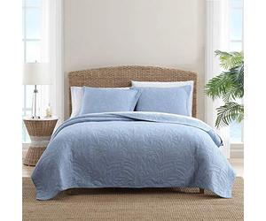 Tommy Bahama Home | Costa Sera Collection | Couvre-lit Doux et Respirant, pré-lavé pour Plus de Douceur, Grand lit, Bleu