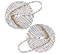 Tommy Docks Lot de 2 lignes de quai de 4,6 m avec résistance à la rupture de 2 kg - Accessoire de corde marine à double tressage de 0,9 cm d'épaisseur - Épissure à œillet de 30,5 cm pour amarrage de