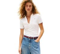 Tommy Hilfiger 1985 Tipping Slim Open SS Polo Ww0Ww45736 S/S, White (Ecru), XS Femme