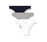 Tommy Hilfiger 3 Pack Dipped Brazilian Uw0Uw05968 Brésilien, Purple (Lt Grey HTR/White/Navy Rib), M Femme