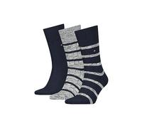 Tommy Hilfiger 3-pack Mouline Rayé Côtelé Bottes Pour Hommes Chaussettes Coffret Cadeau, Navy Combo M-L