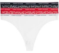 Tommy Hilfiger 3 Pack Thong Lace (Ext Sizes) UW0UW04896 Strings, Multicolore (Desert Sky/White/Primary Red), XS Femme