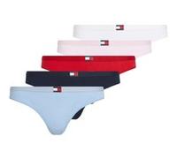 Tommy Hilfiger 5 Pack Thong P Red/lt Pnk Rib/wht/nvy Rib/s Blue Taille: M | Sous-vêtements Outlet | Femme | Bleu