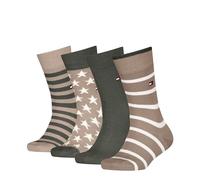 Tommy Hilfiger 8719965009202 TH KIDS SOCK 4P BRETON STRIPE STARS ECOM, camel, 27-30