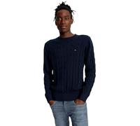 Tommy Hilfiger Adaptive Pull en tricot torsadé adaptatif pour homme avec fermetures aux épaules, bleu marine, Taille XL