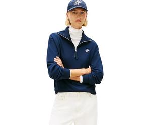 Tommy Hilfiger Adaptive TH Script Ww0ww49470 Sweat-Shirt Demi-Fermeture éclair pour Femme, Bleu (Dark Night Navy), 3XL Grande Taille