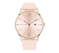 Tommy Hilfiger Montre Analogique à Quartz pour Femme - Bracelet en Cuir Rose, Cadran Rose Soleil, Boîtier de 41 mm, Résistante à l'eau 3ATM - 1781973