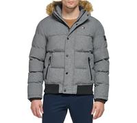 Tommy Hilfiger Arctic Cloth Quilted Snorkel Bomber Jacket Parka, Gris mélangé, XS Homme