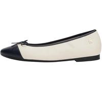Tommy Hilfiger Ballerines Femme Toe Cap en Cuir, Ivoire (Newsprint), 37