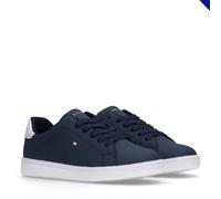 Tommy Hilfiger Baskets à Lacets Basses en Faux Cuir, Jack, Bleu/Blanc, 30